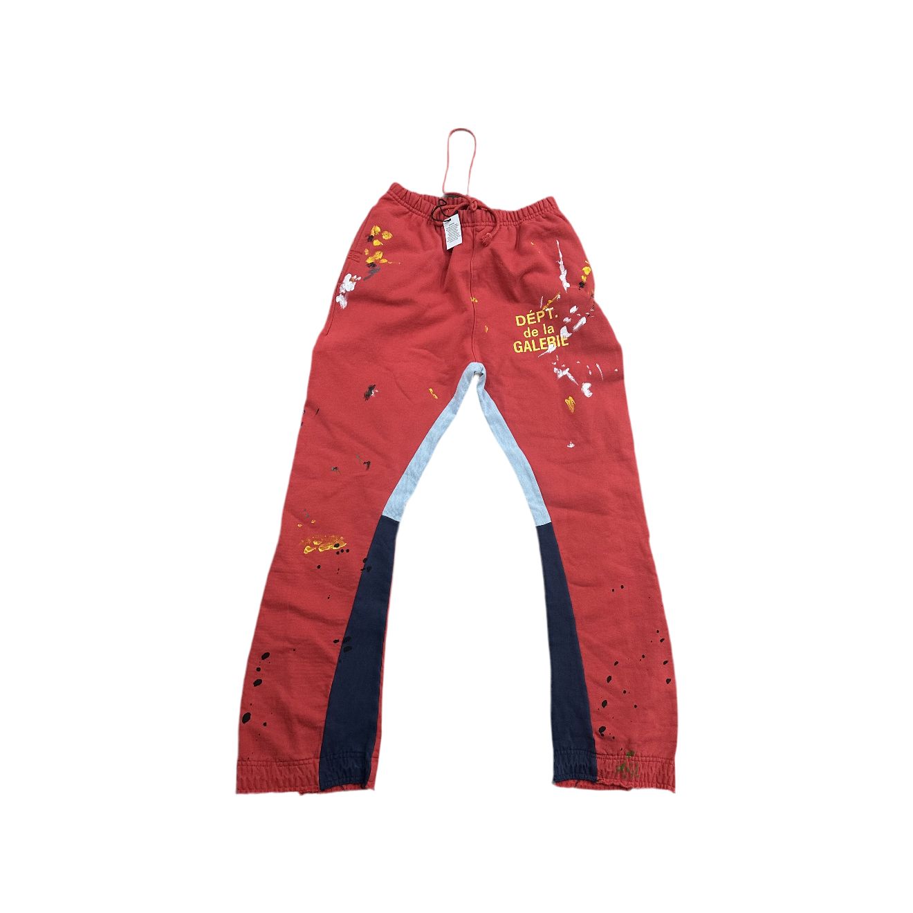 Gallery Dept. Flared Denim Panelled Logo Sweatpants Red