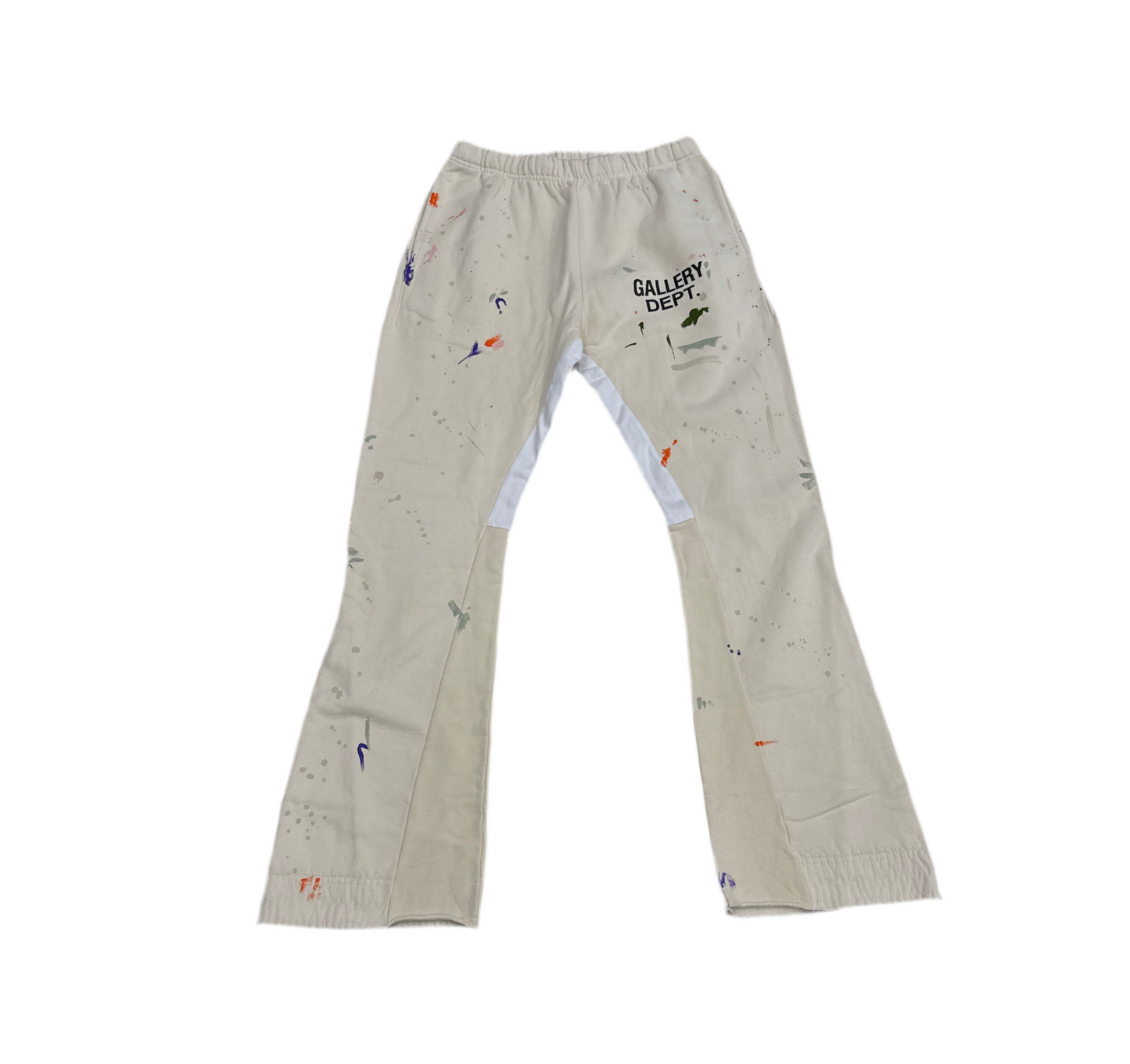 Gallery Dept. Flared Denim Panelled Logo Sweatpants Cream