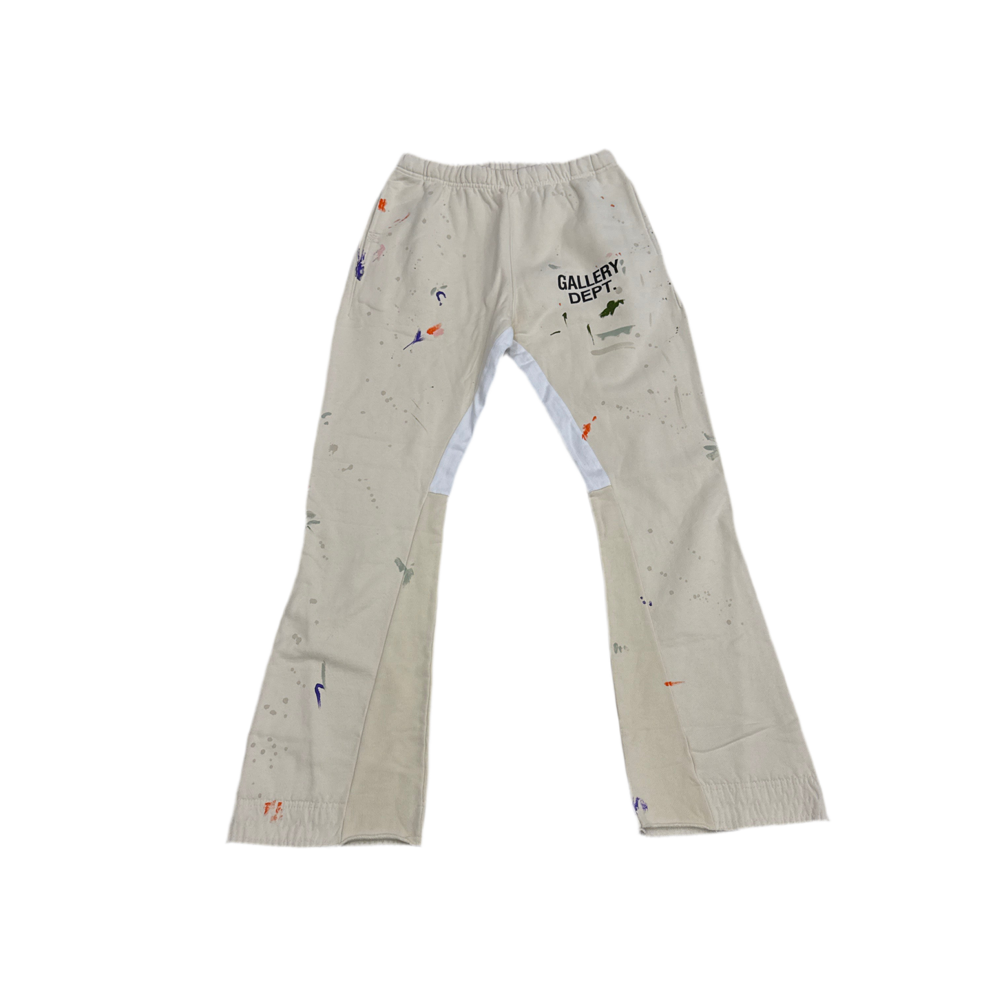 Gallery Dept. Flared Denim Panelled Logo Sweatpants Cream