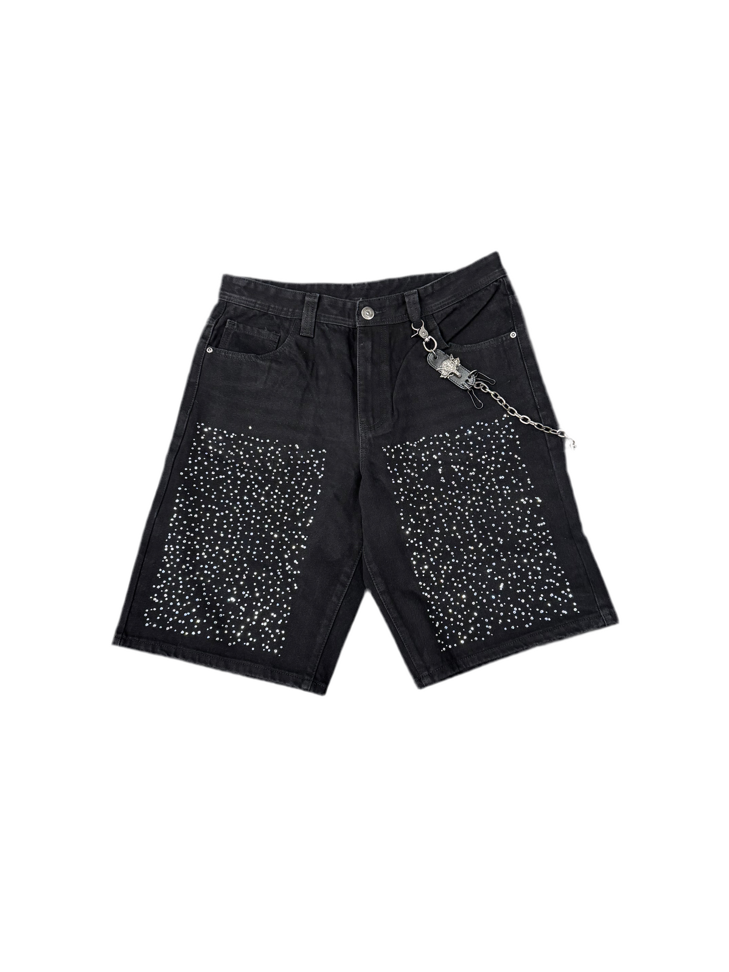 Phase 2 Black Diamond Jean Shorts w/ Chain