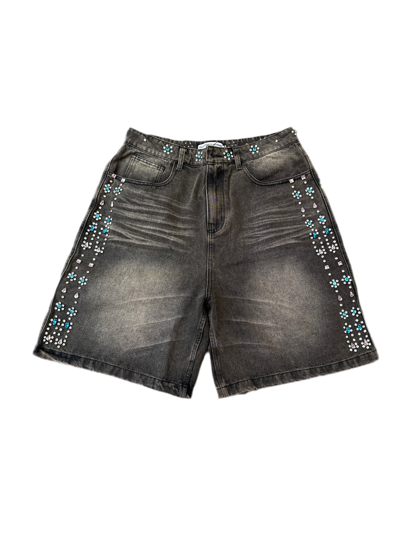Vale Pink/Blue Rhinestone Jean Shorts