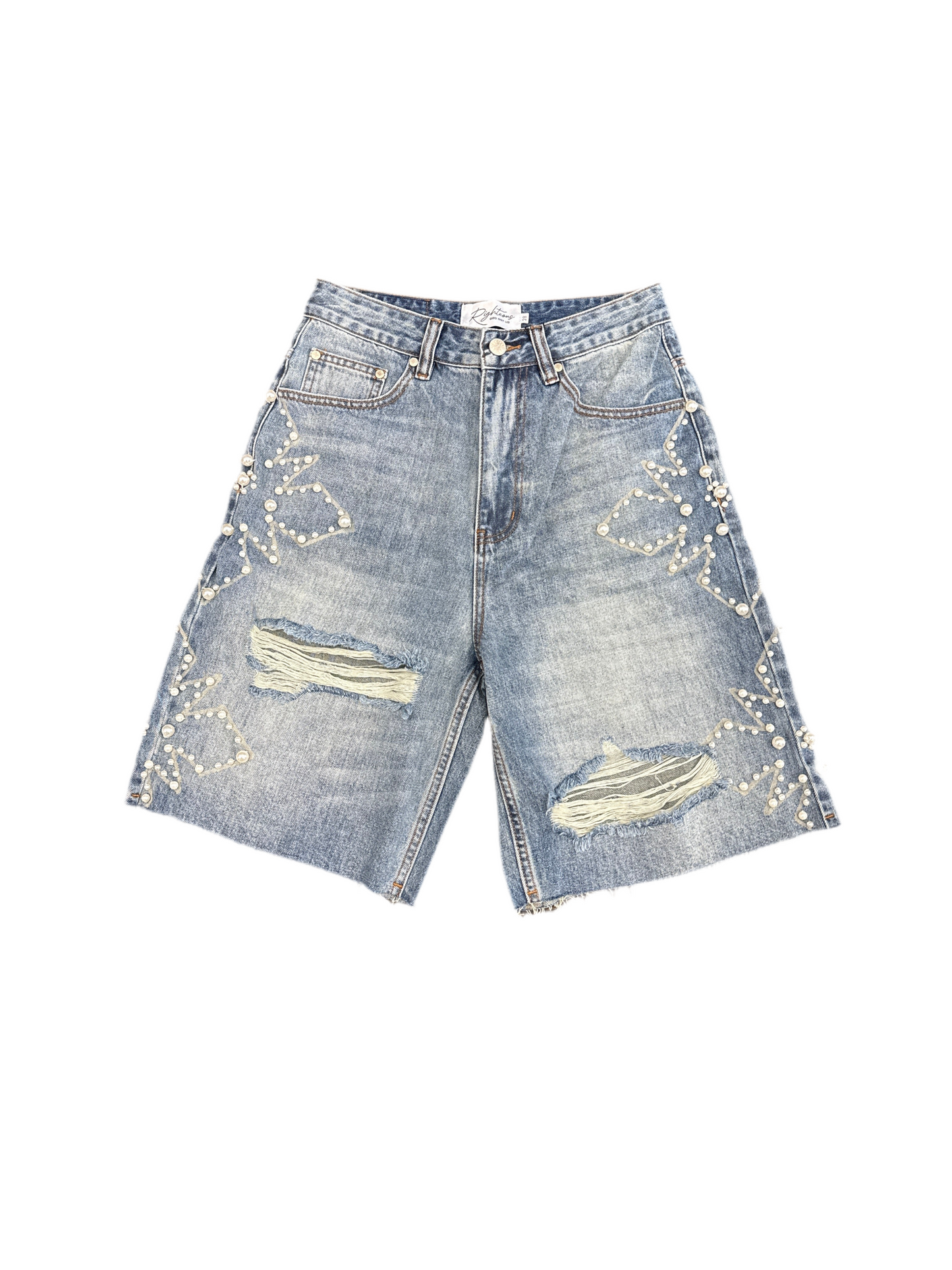 We Are Righteous ‘Pearl Crossed’ Jean Shorts