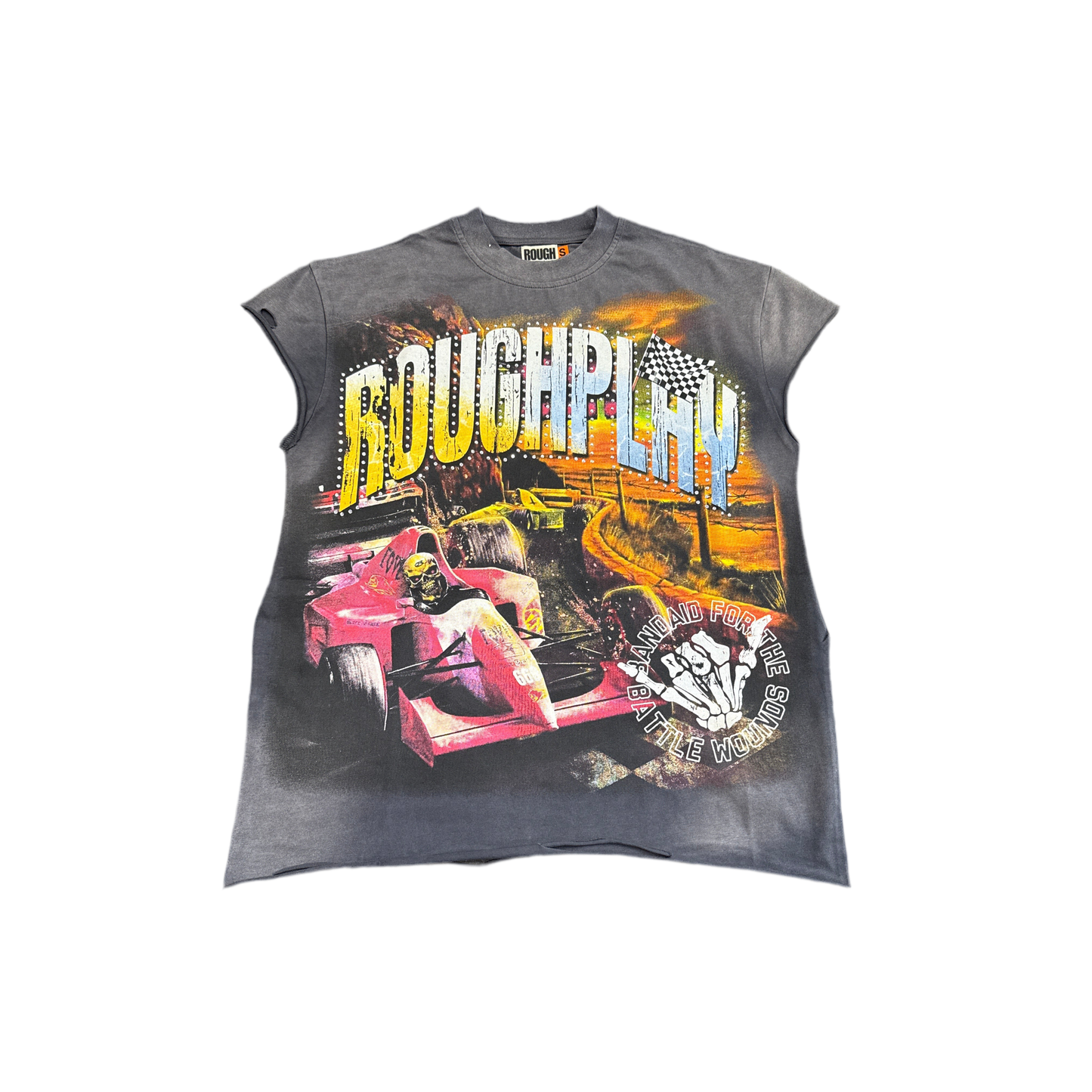 RoughPlay ‘Race To Death’ Grey Tee Cut Off