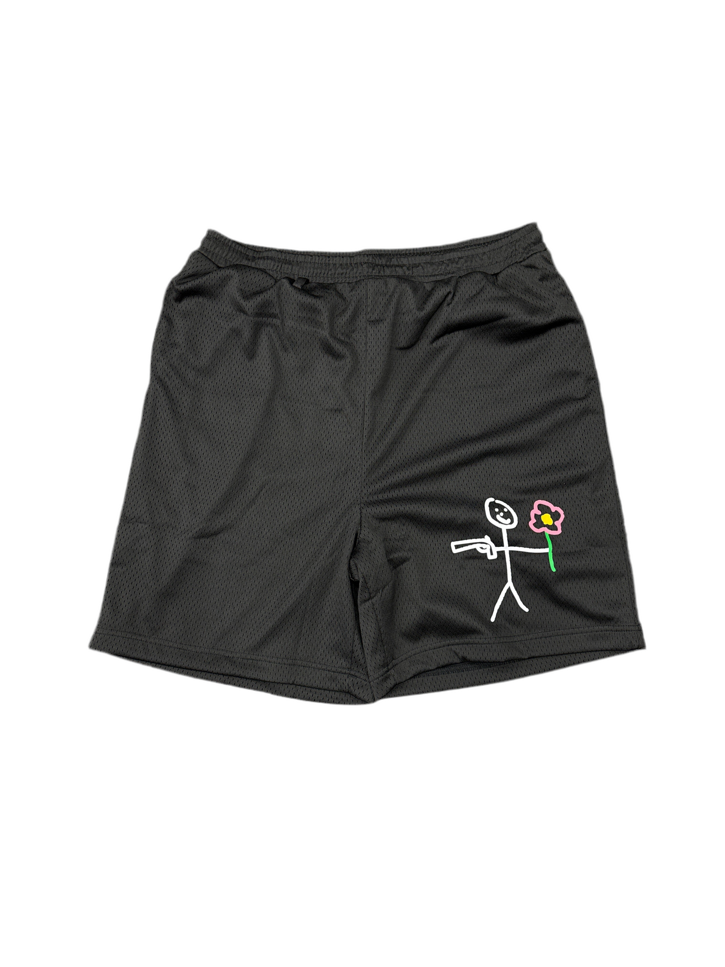 Why Not Mesh Shorts Stick Figure Black