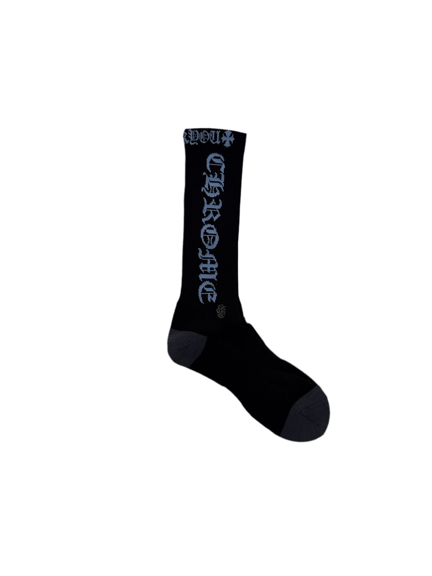 Chrome Hearts Logo Socks Black/Baby Blue