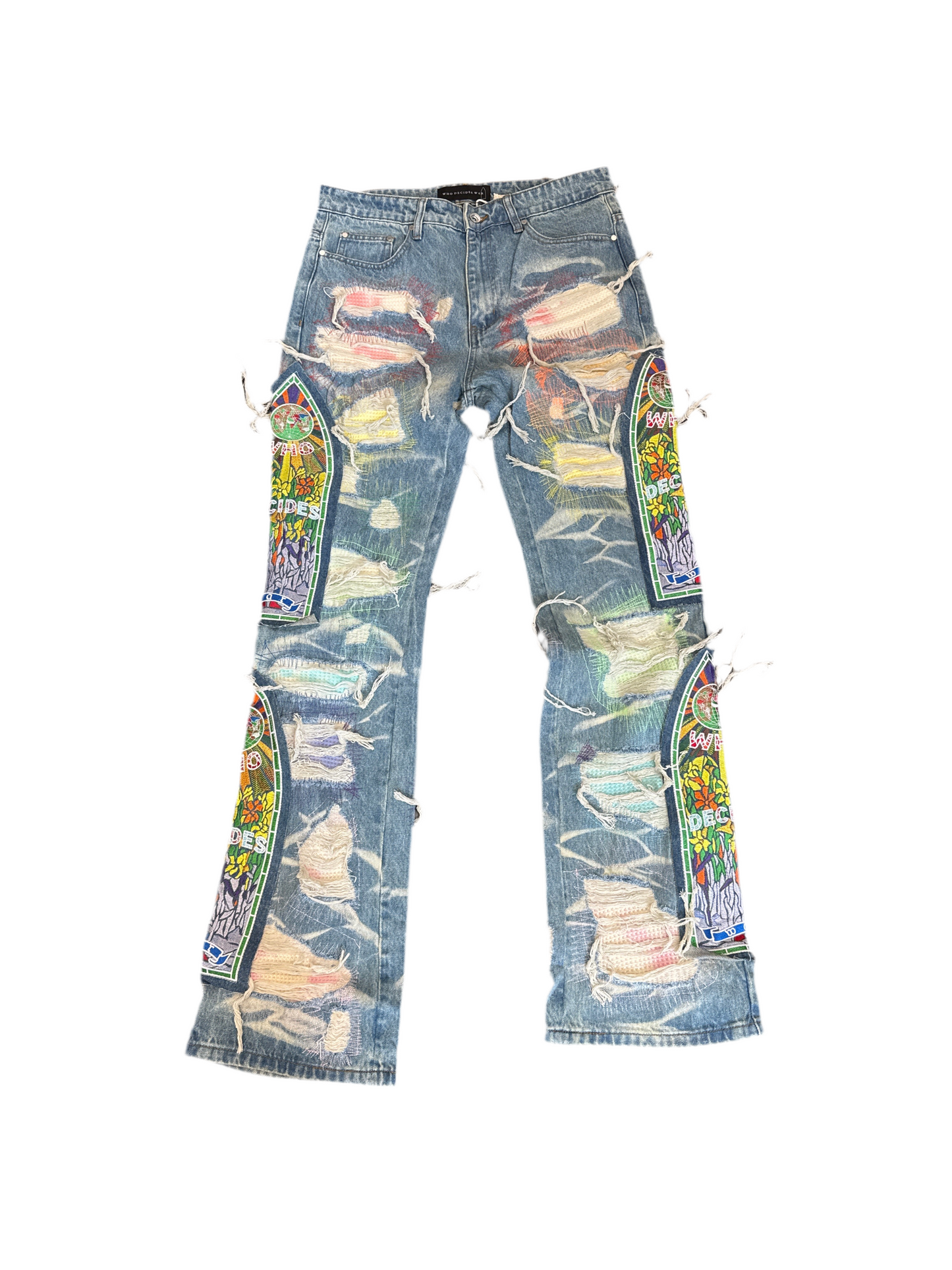 Who Decides War WDW x Roygbiv Fusion Denim Jeans- Sky Multi