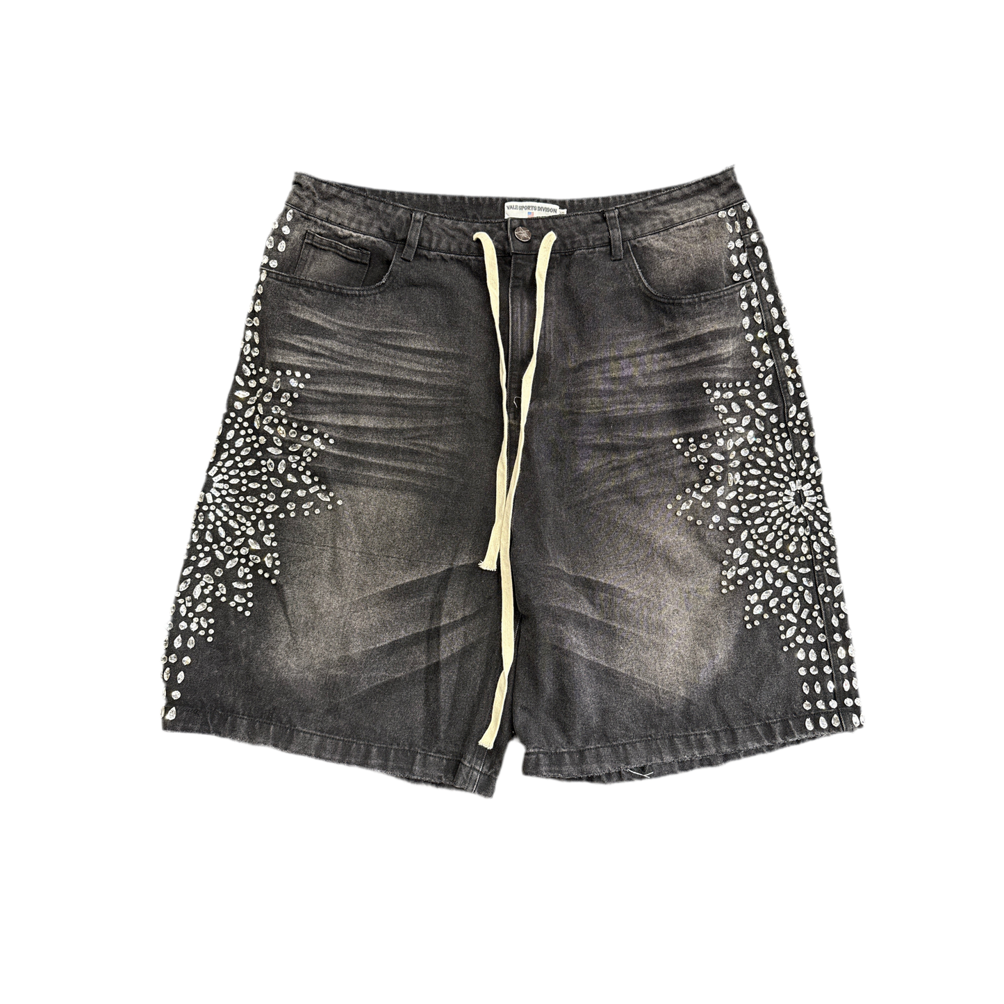 Vale Rhinestone Jean Shorts Black