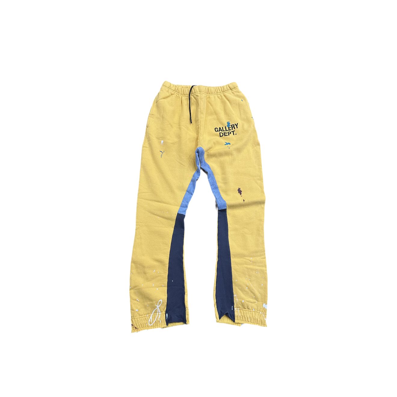 Gallery Dept. Flared Denim Panelled Logo Sweatpants Yellow