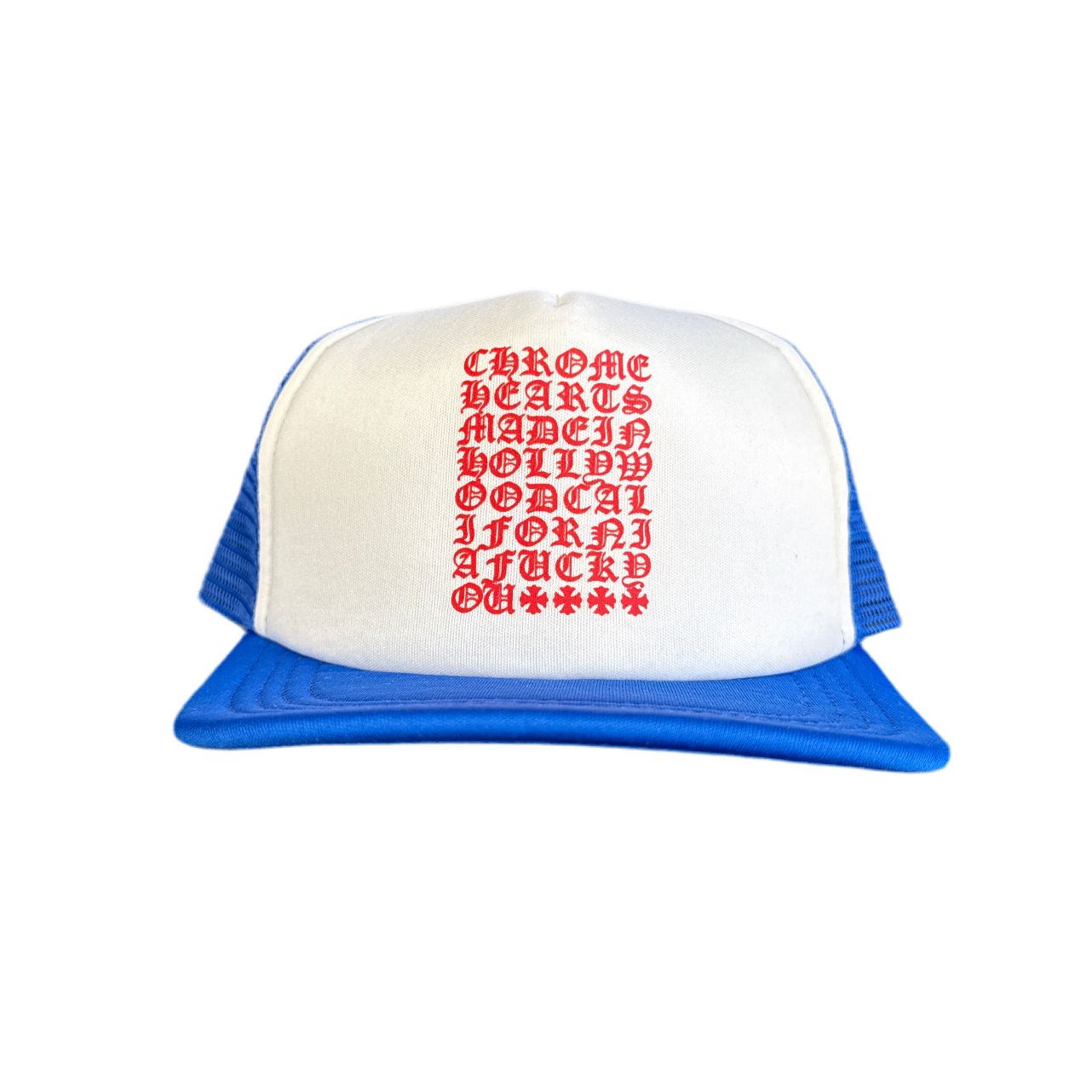 Chrome Hearts Blue Eyechart Trucker Hat