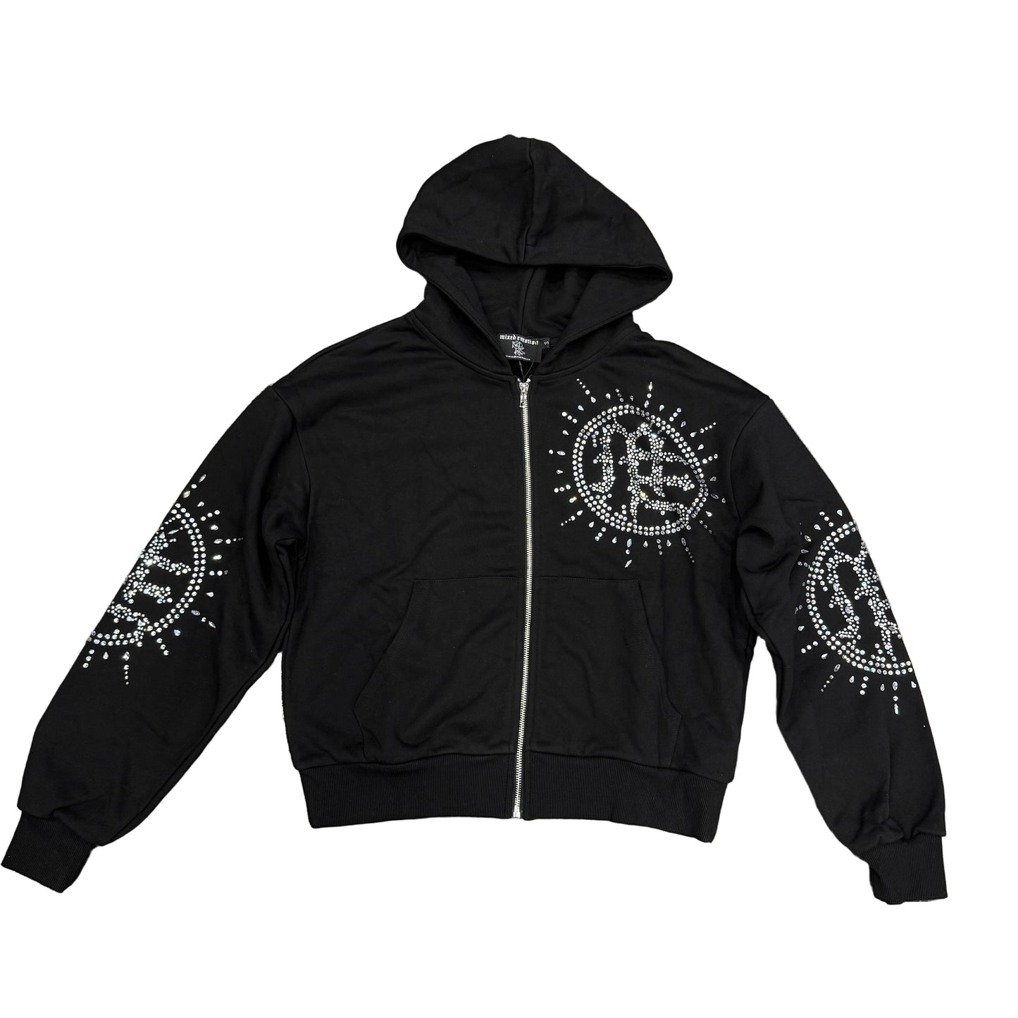 Mixed Emotions Rhinestone Hoodie Black