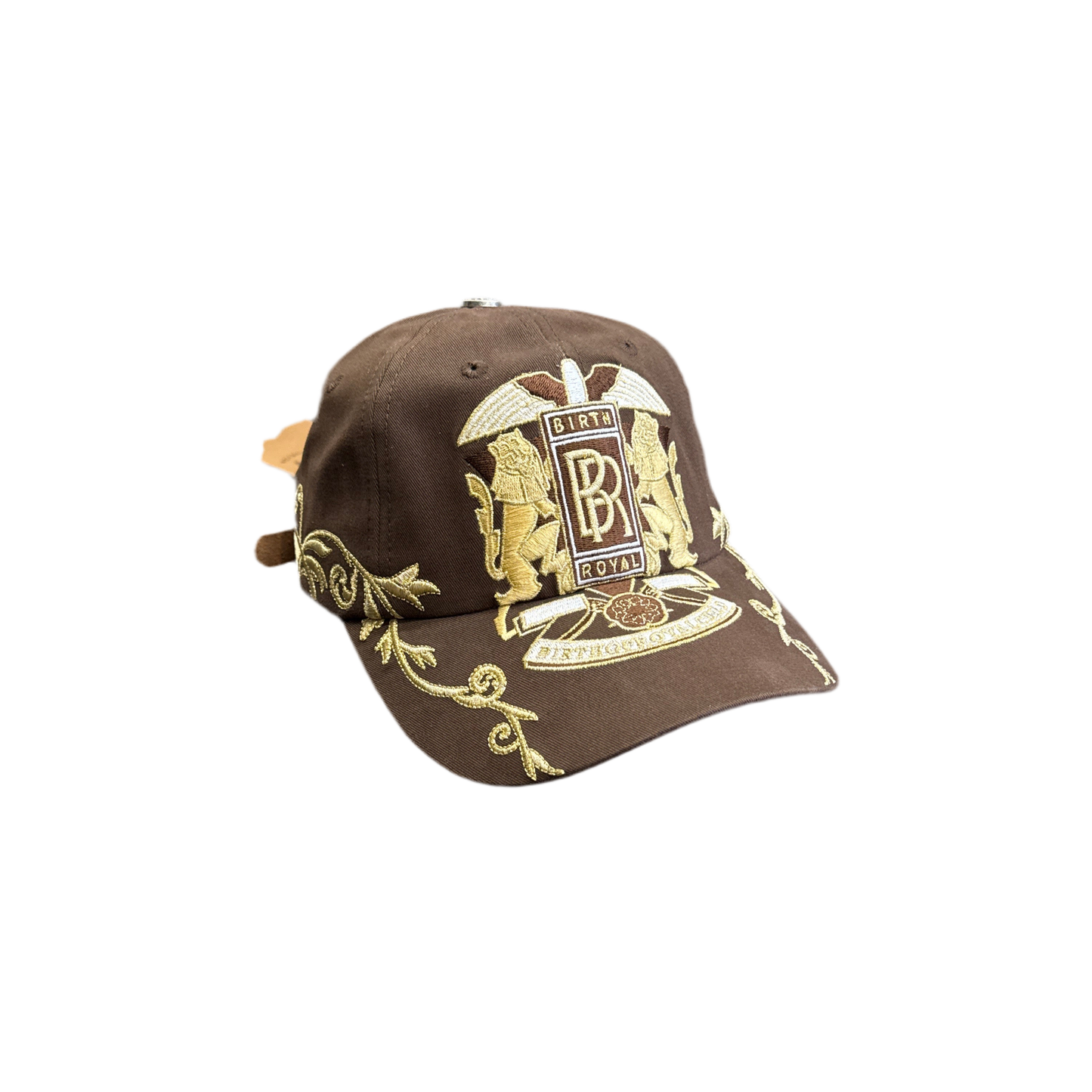 Birth Of Royal Child Double Lion Embroidered Baseball Hat-Brown