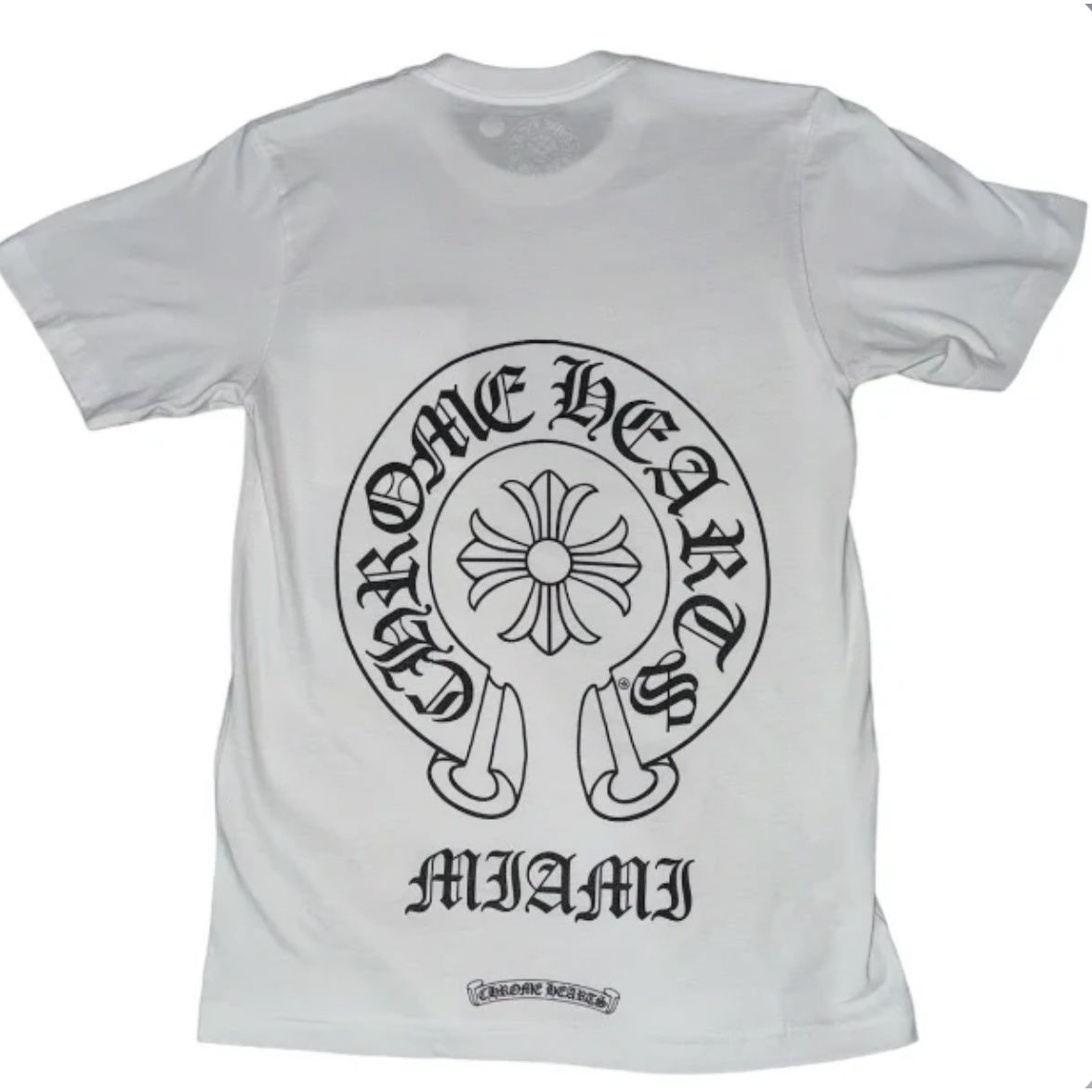 Chrome Hearts White Miami Horseshoe Short Sleeve Tee