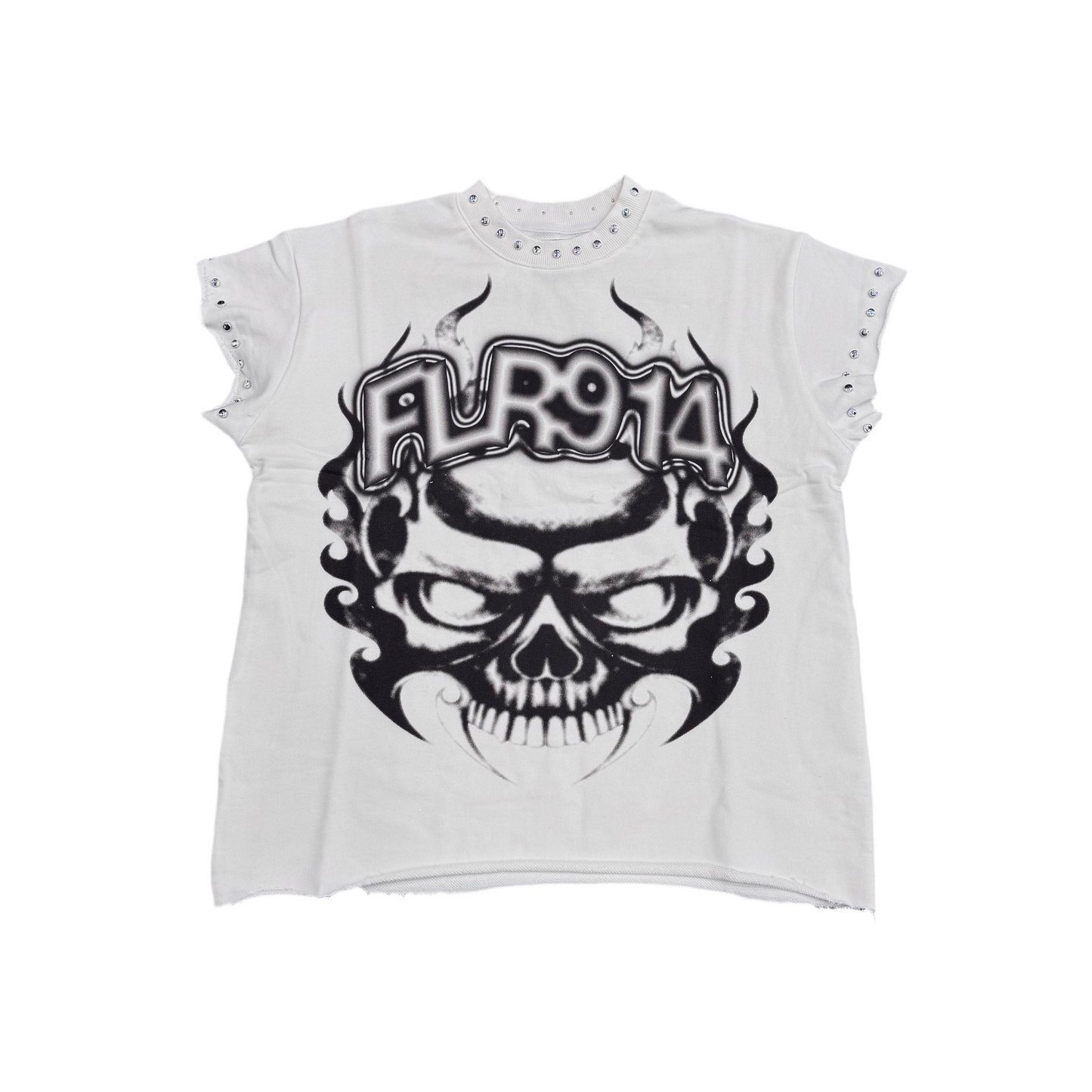 Floor 914 Demon Teeth White Cut Off Tee