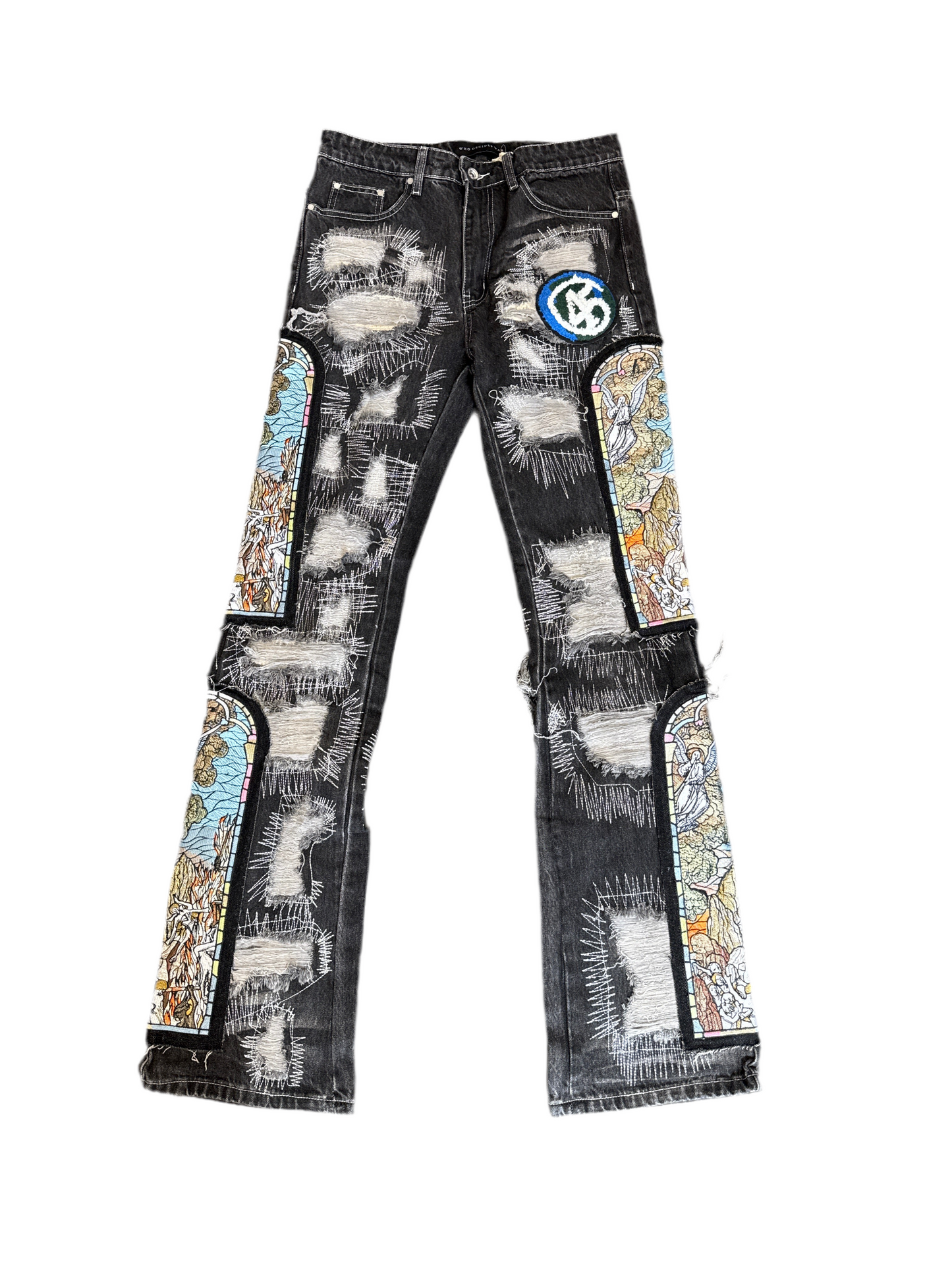 Who Decides War WDW Stained Glass Jeans '45' Patch- Coal