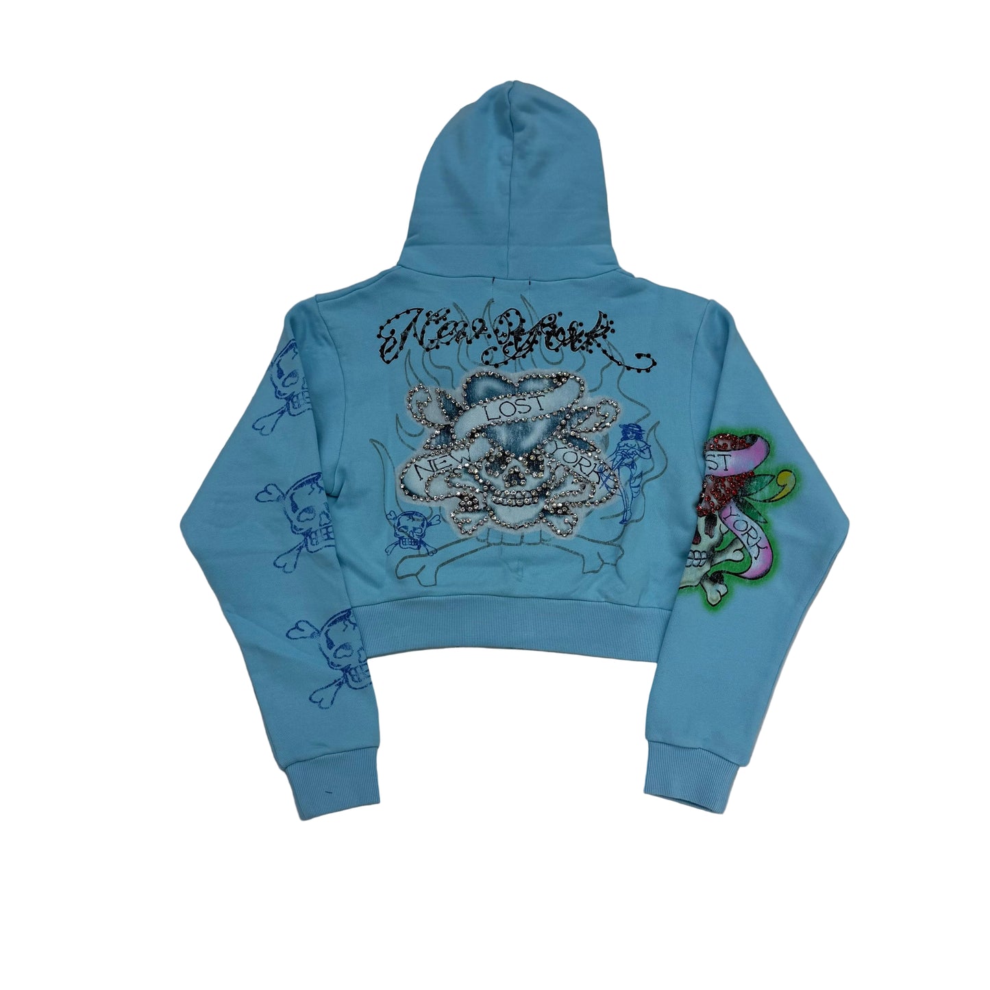 Lost Intricacy Light Blue Ed Hardy Zip Up Women’s Hoodie