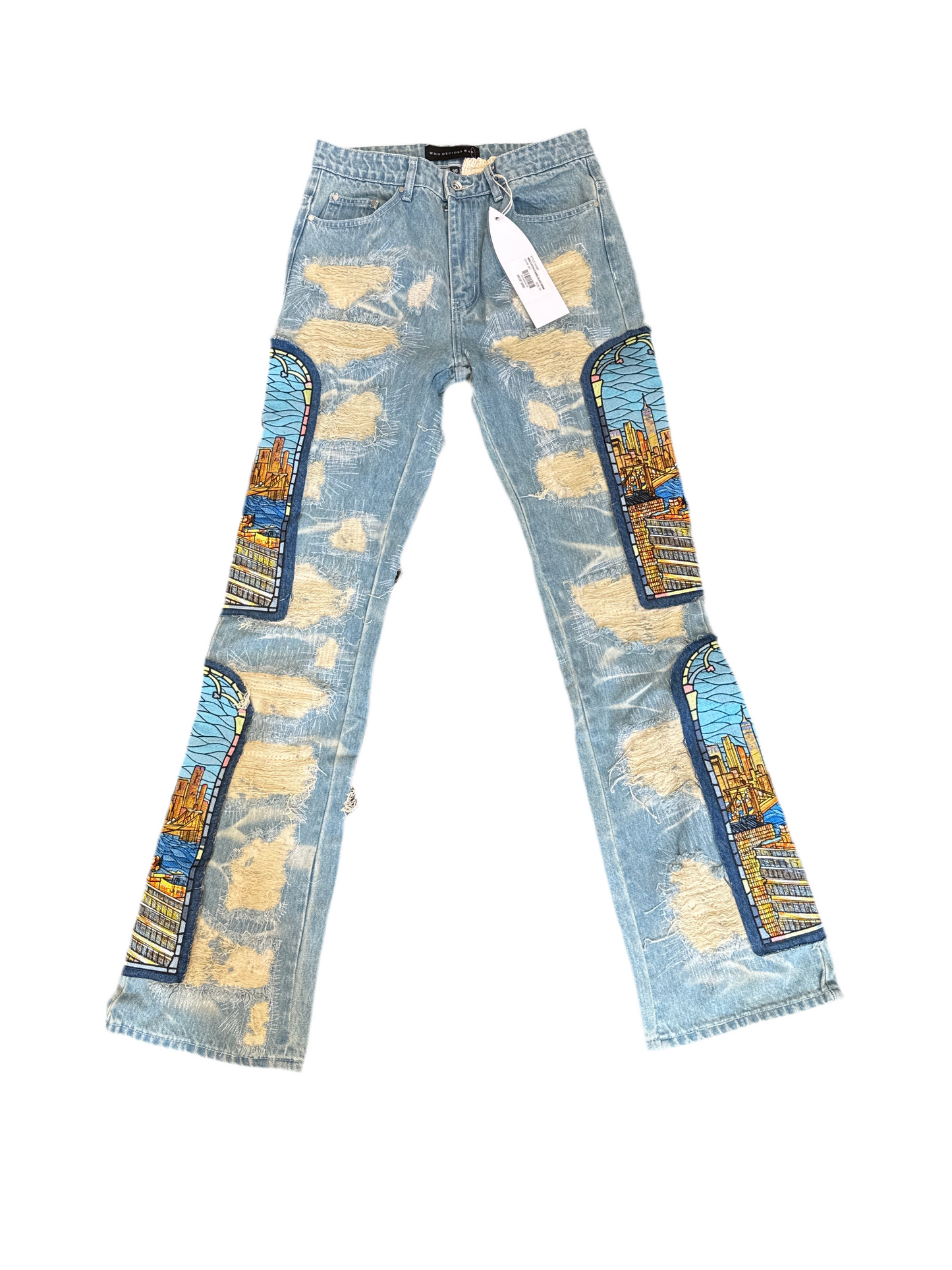 Who Decides War WDW x POTN Stained Glass Denim Jeans- Sky