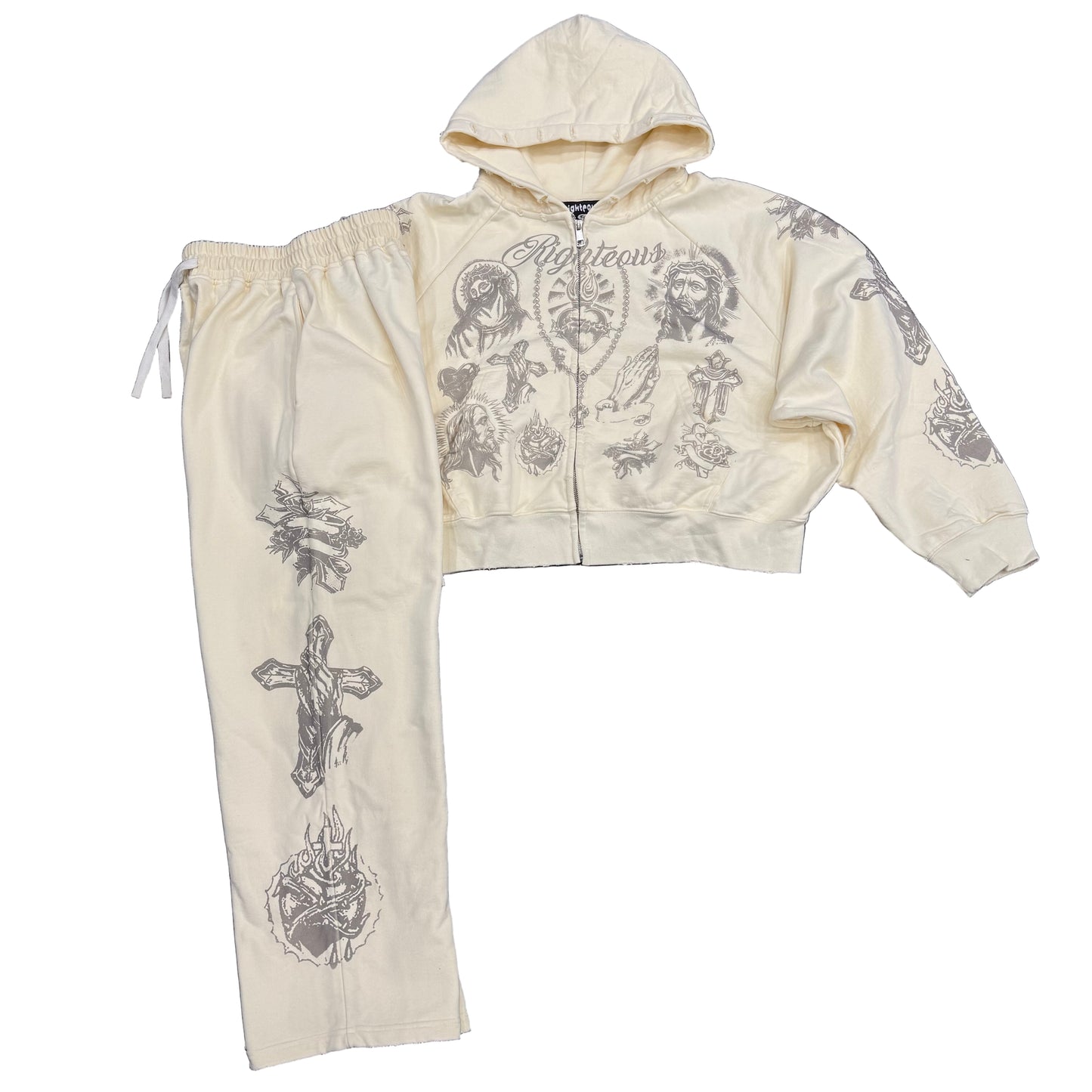 We Are Righteous 'Tattoo' Sweatsuit Cream/Tan
