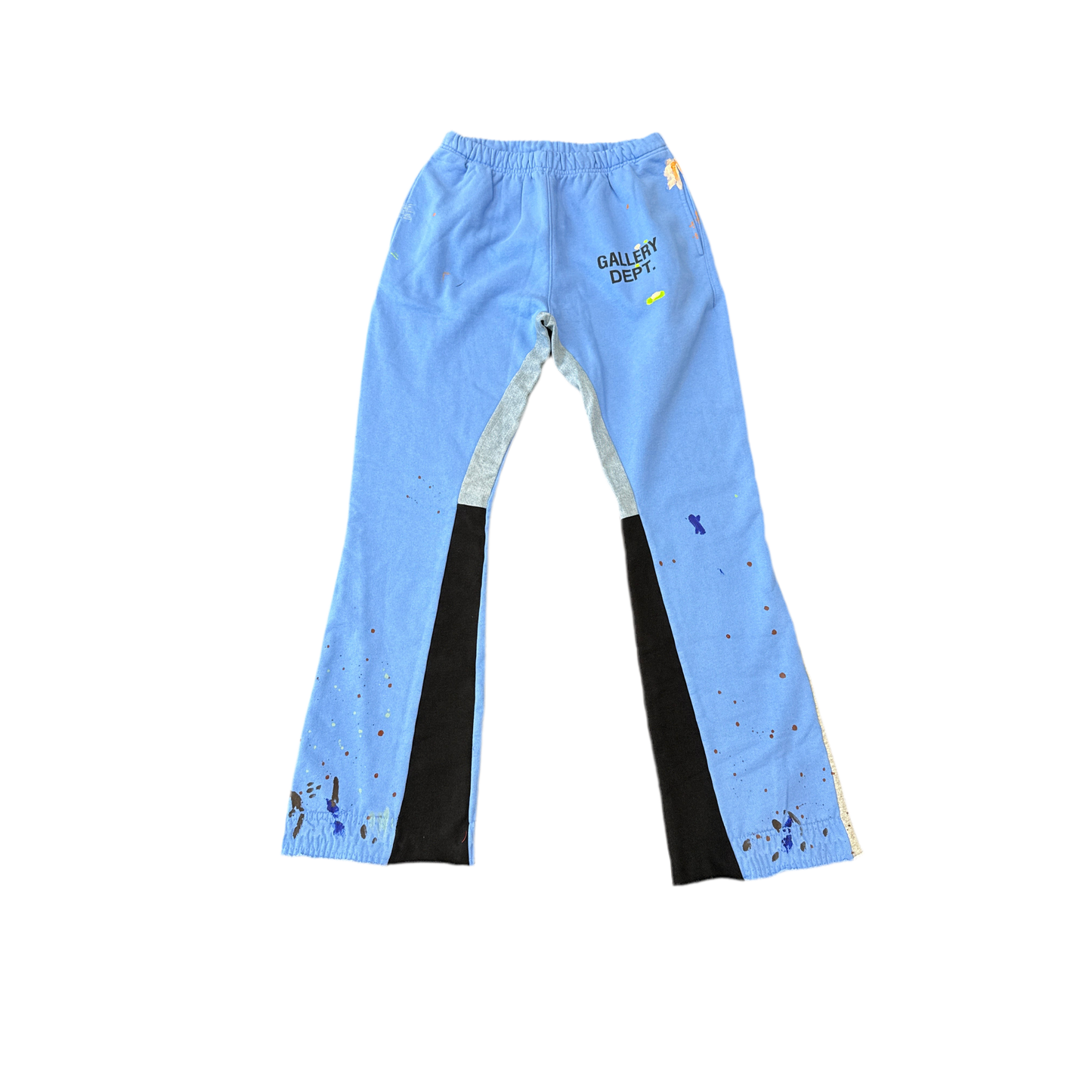 Gallery Dept. Flared Denim Panelled Logo Sweatpants Blue