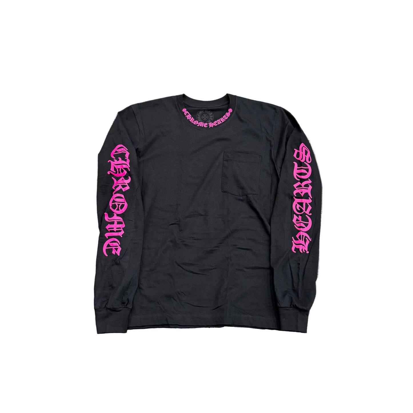 Chrome Hearts Black Pink Neck Logo Longsleeve
