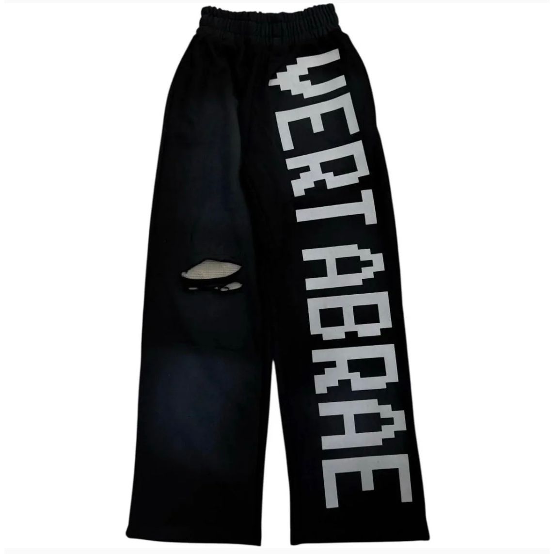 Vertabrae 'Logo' Black & White Distressed Sweats
