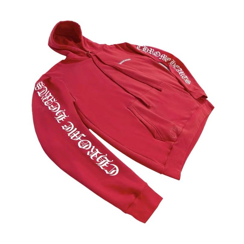 Chrome Hearts Red Scroll Logo Hoodie