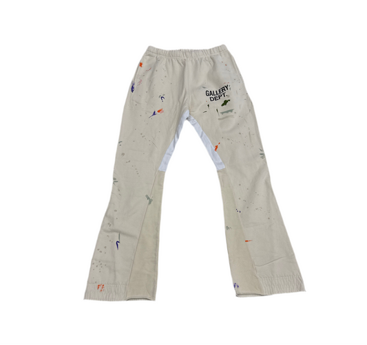 Gallery Dept. Flared Denim Panelled Logo Sweatpants Cream