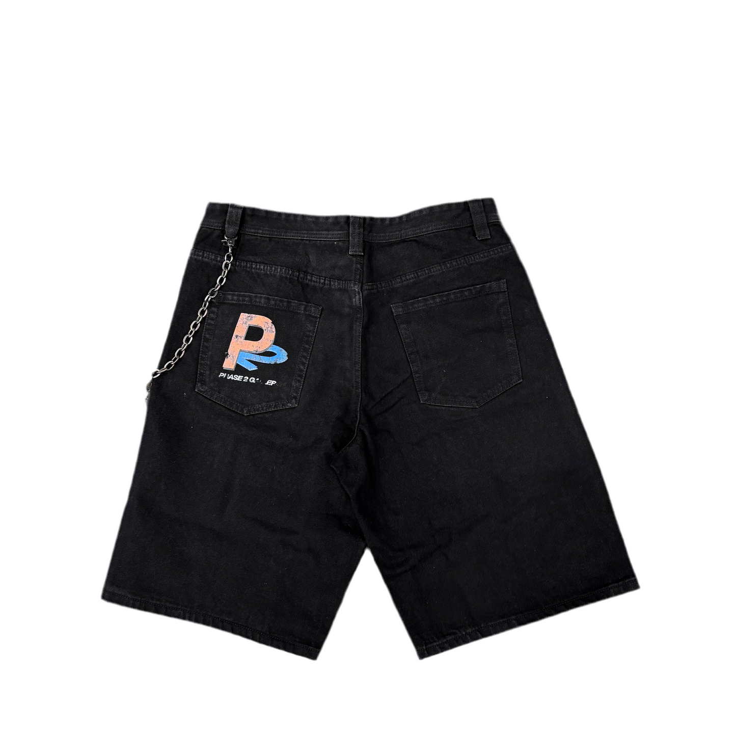 Phase 2 Black Diamond Jean Shorts w/ Chain