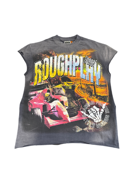 RoughPlay ‘Race To Death’ Grey Tee Cut Off