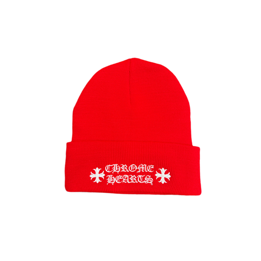 Chrome Hearts CH Logo Beanie Red/White