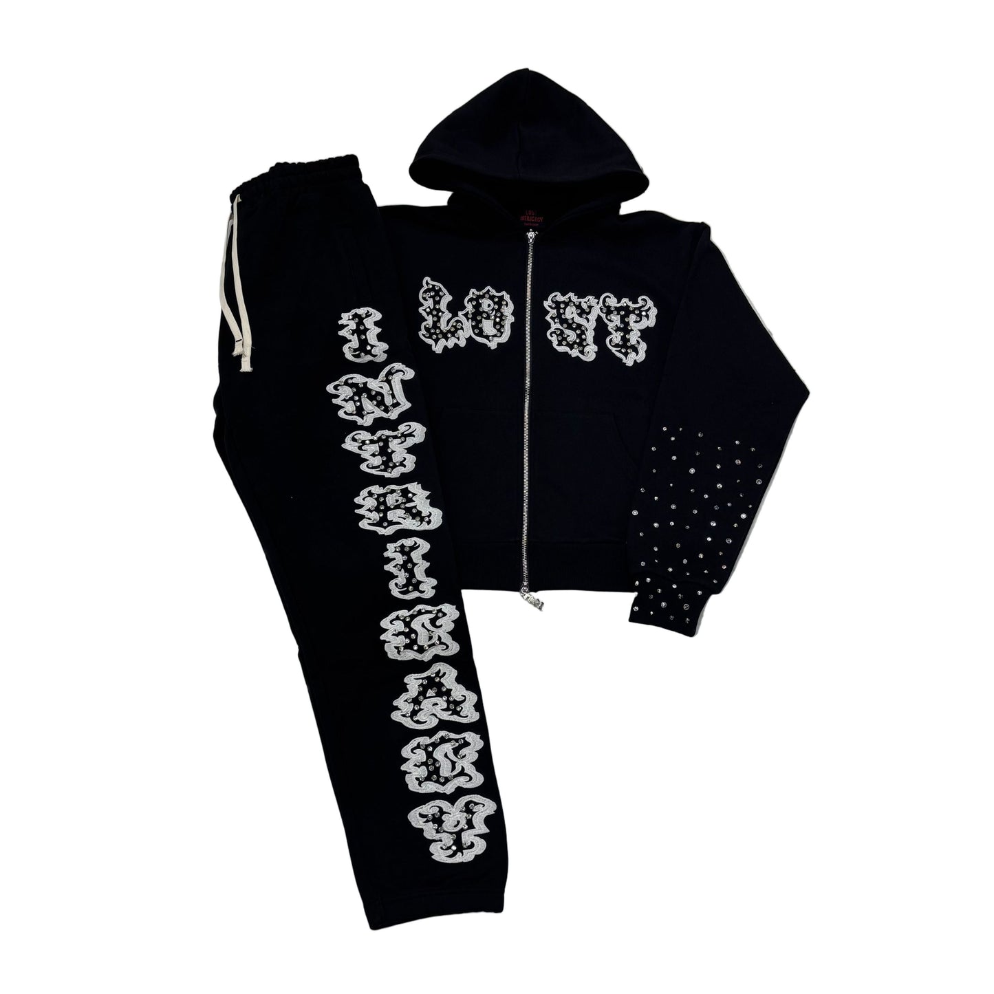 Lost Intricacy Black White Patch Sweatsuit