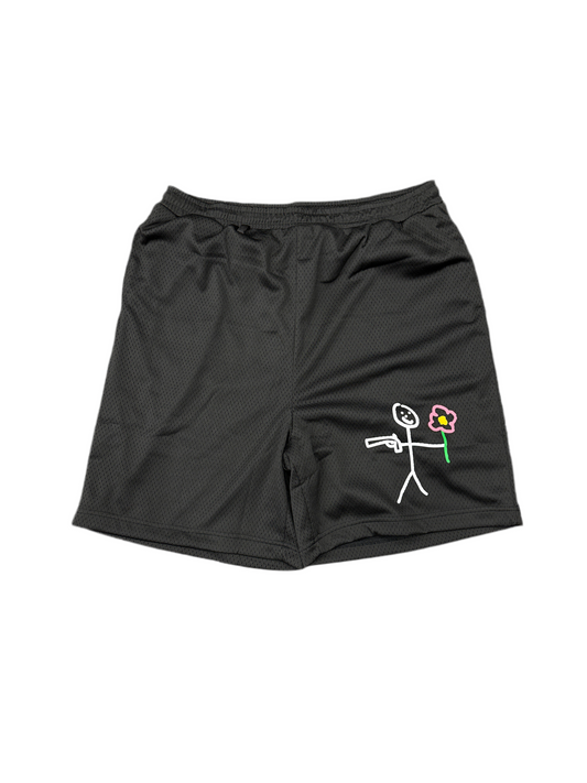 Why Not Mesh Shorts Stick Figure Black