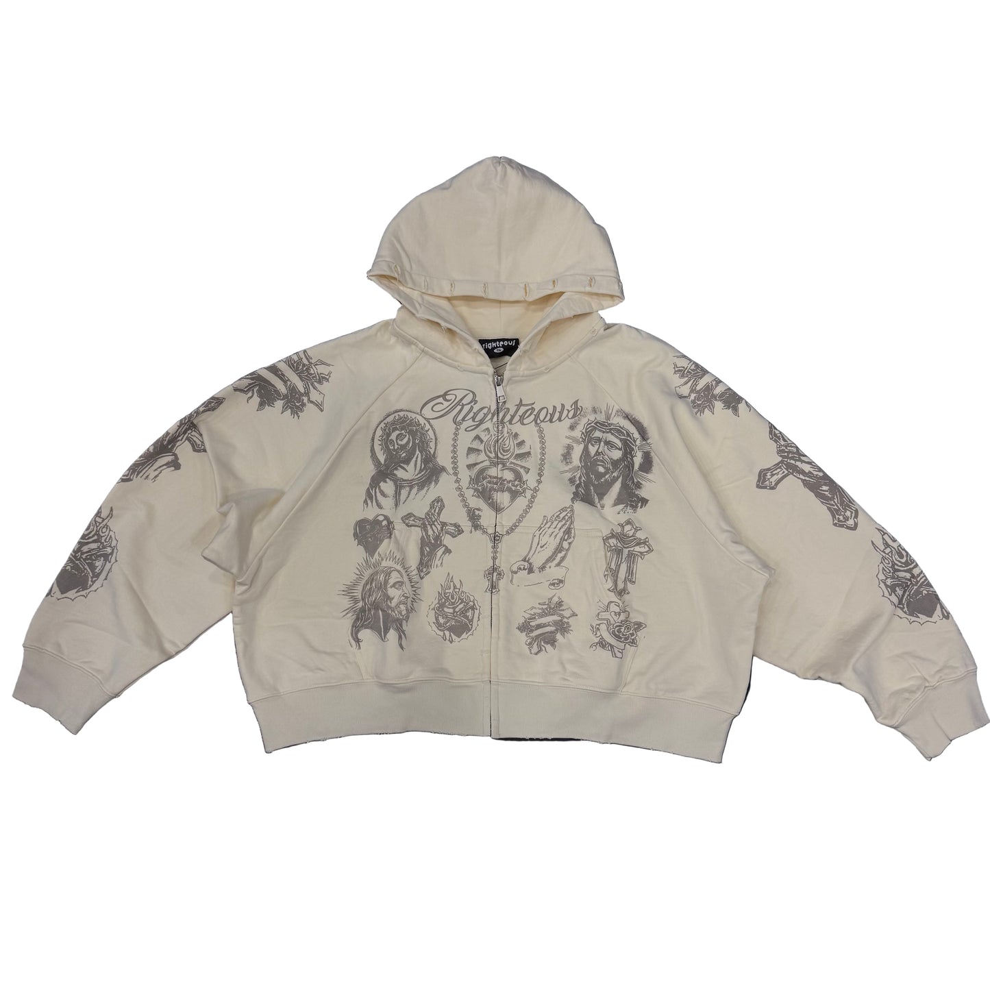 We Are Righteous 'Tattoo' Hoodie Cream/Tan