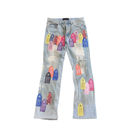 Who Decides War WDW Multi-Color Window Jeans