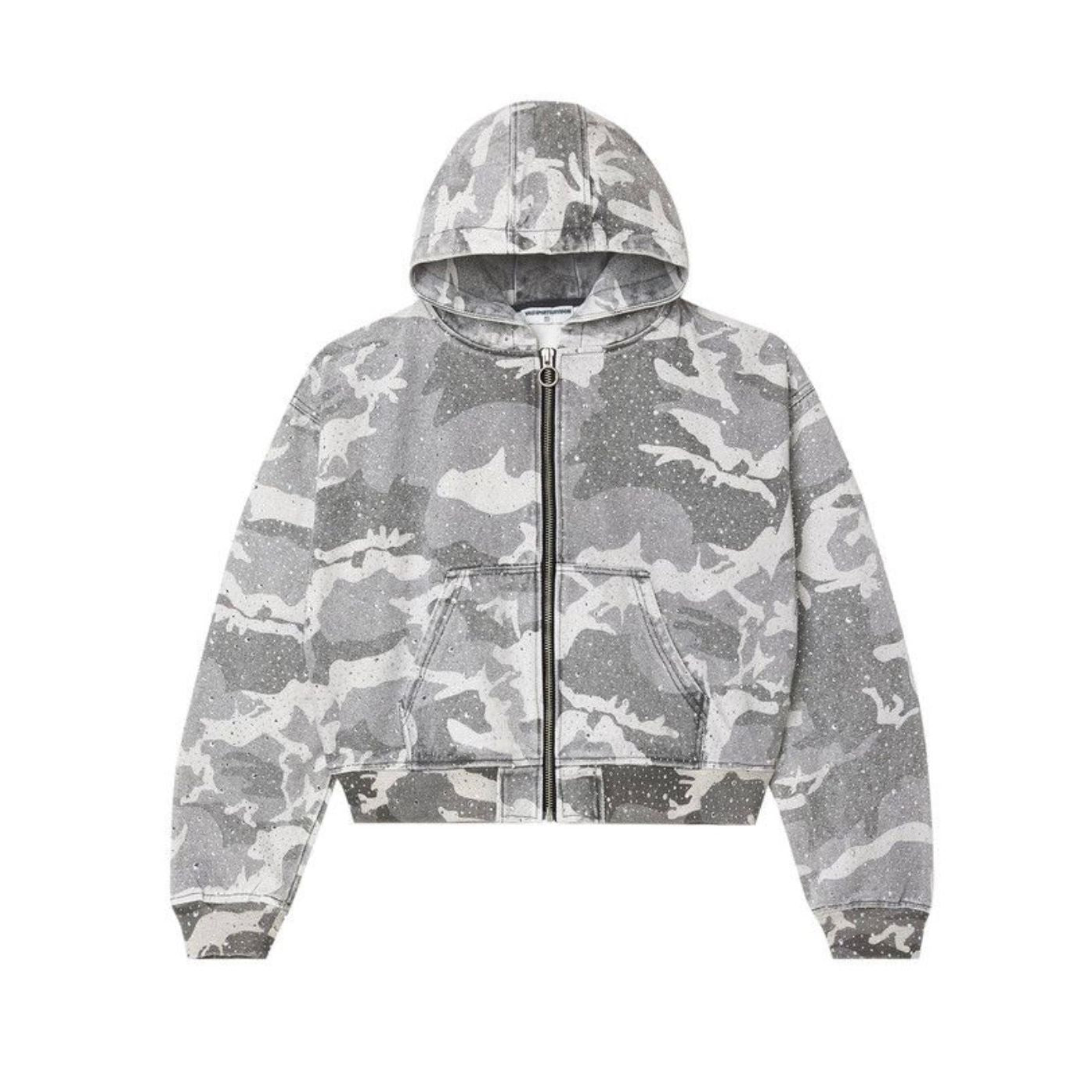 Vale Forever ‘Winter Crystal Camo’ Zip Up Hoodie White