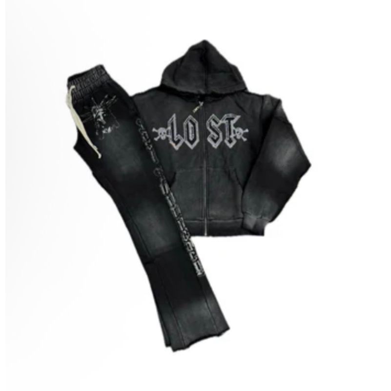 Lost Intricacy Solar Rhinestone Sweatsuit 'Black'