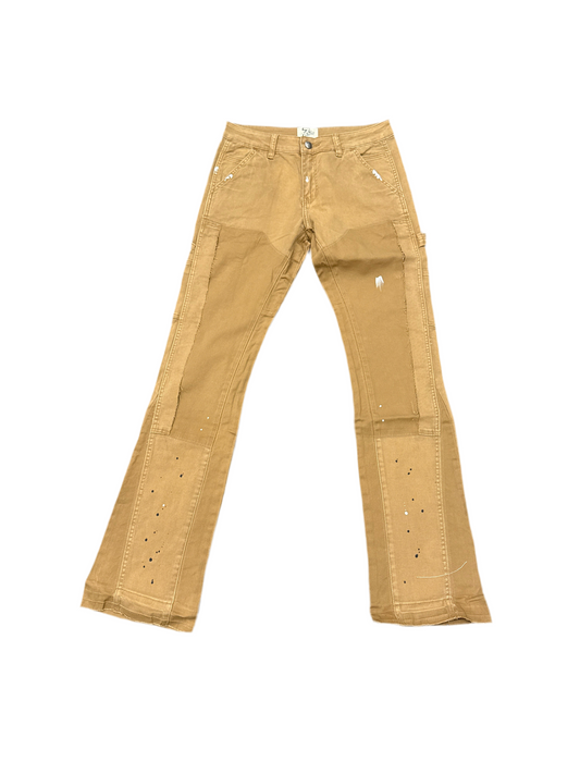 Triple Sevens Flare Denim Jeans Khaki