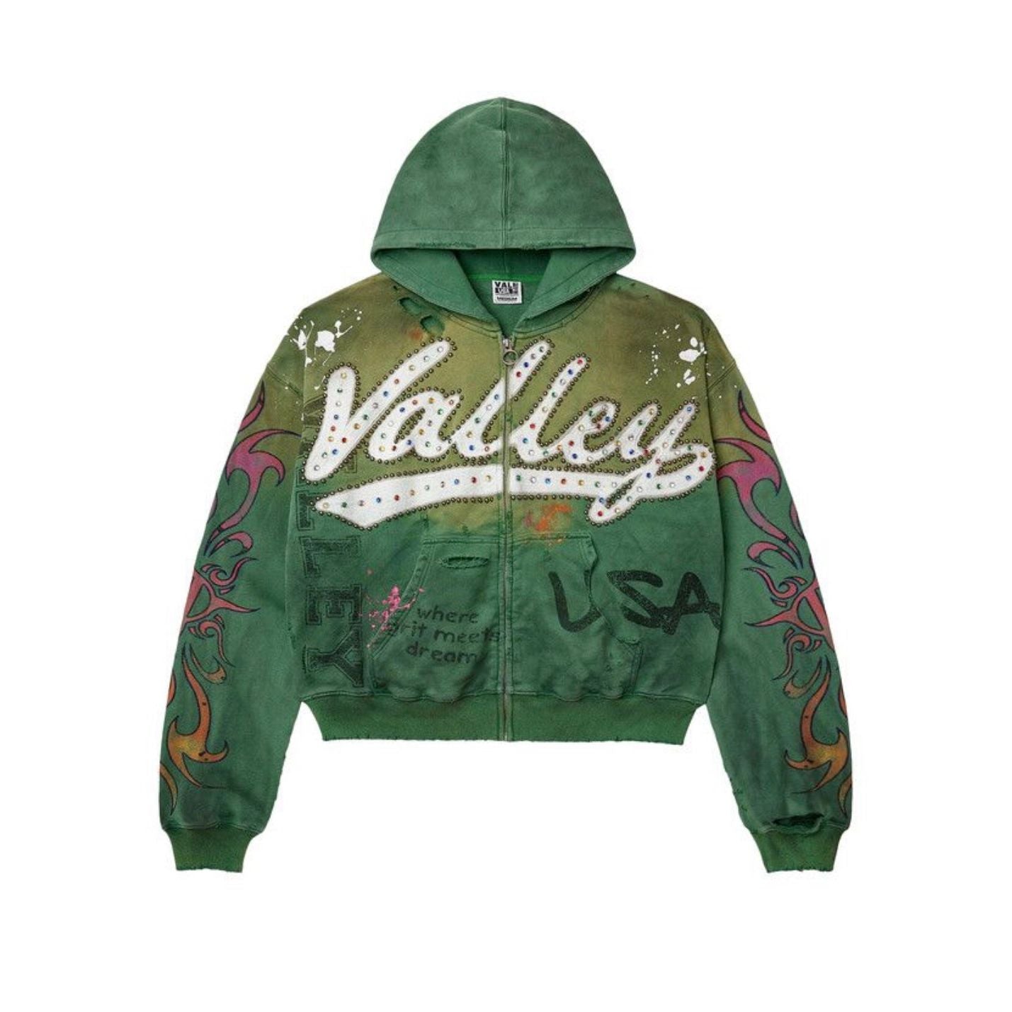 Vale ‘Inferno’ Zip Up Hoodie Green