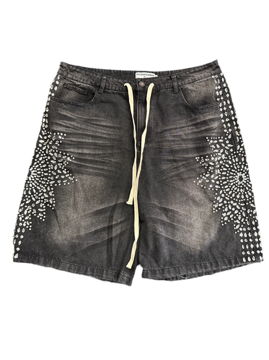 Vale Rhinestone Jean Shorts Black