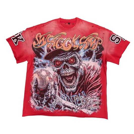 Swaggkamp Rhinestone Tee Red