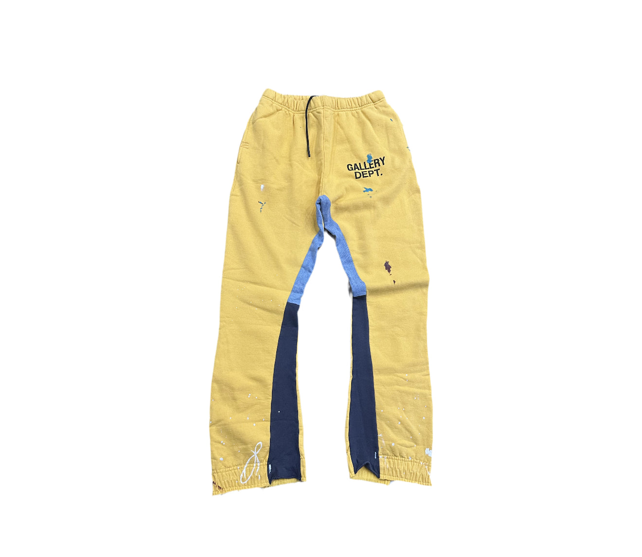 Gallery Dept. Flared Denim Panelled Logo Sweatpants Yellow