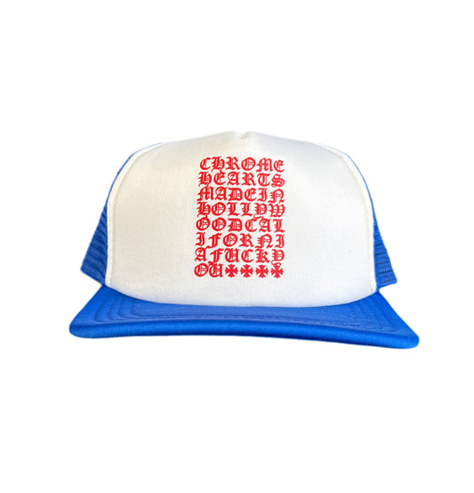Chrome Hearts Blue Eyechart Trucker Hat