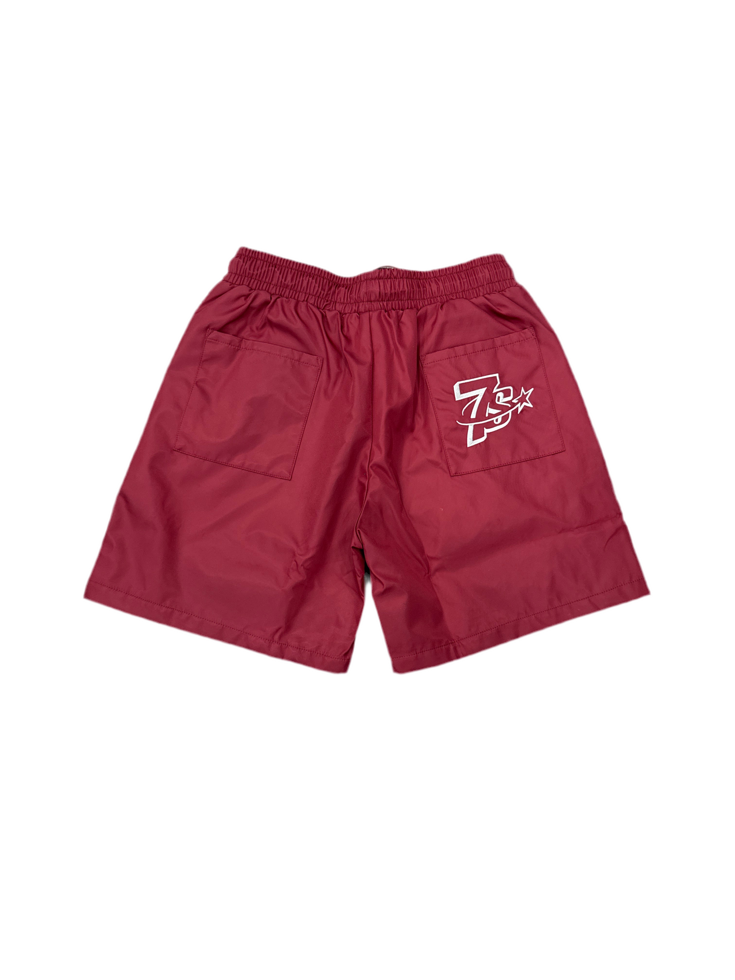 Triple Sevens Nylon Shorts-Burgundy