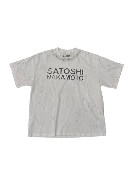 Satoshi Nakamoto Luke Distressed White Tee