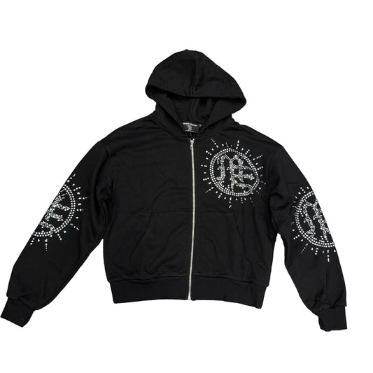 Mixed Emotions Rhinestone Hoodie Black