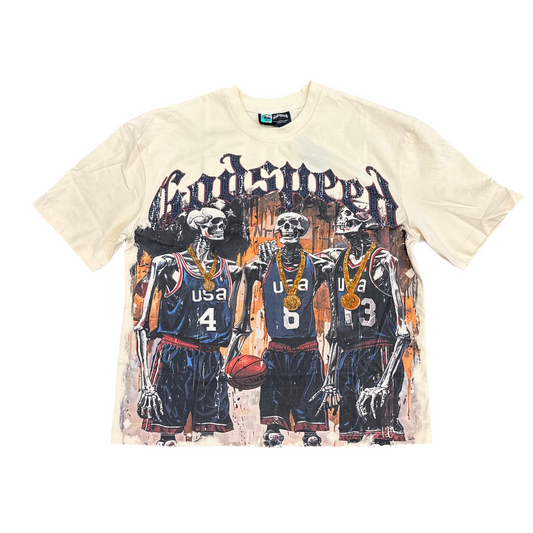 Godspeed USA Olympic 'Dream Team 24' Bone Rhinestone Tee