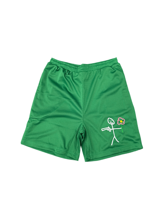 Why Not Mesh Shorts Stick Figure Green