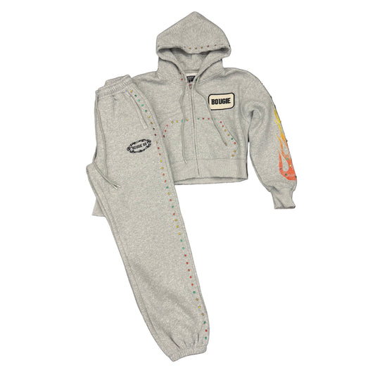 Bougie Rhinestone Women Sets Grey