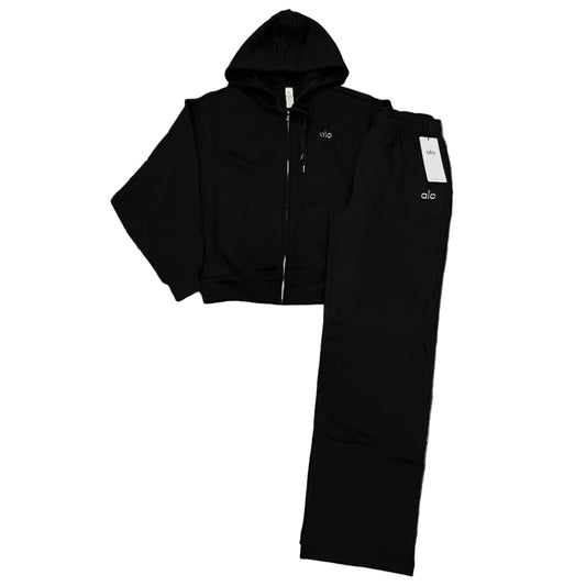 Alo Accolade Zip Up Sweatsuit (Straight Leg) - Black