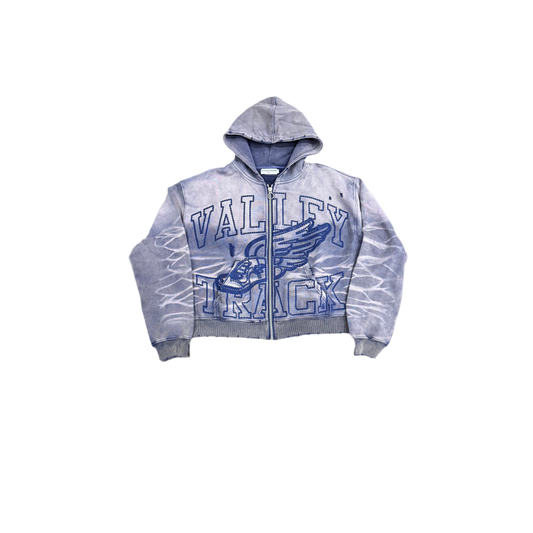 Vale Track Zip-Up Hoodie- Navy Wash