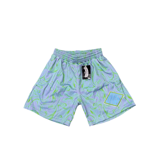 Vivant 'Swirl' Blue/Green Mesh Shorts
